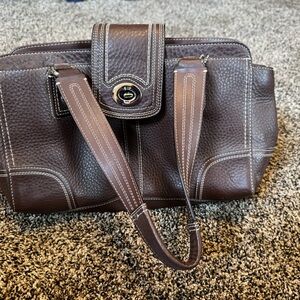 Brown pebbled leather Coach bag